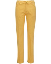 Мужские желтые джинсы с цветочным принтом от Kiton