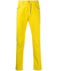 Мужские желтые джинсы с шипами от Just Cavalli