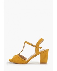 Желтые замшевые босоножки на каблуке от BelleWomen