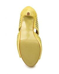 Желтые замшевые босоножки на каблуке от Fersini