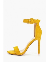 Желтые замшевые босоножки на каблуке от Fersini