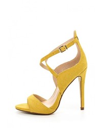 Желтые замшевые босоножки на каблуке от Ideal