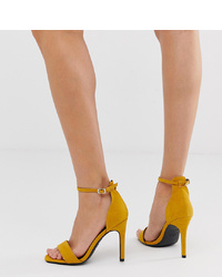 Желтые замшевые босоножки на каблуке от New Look