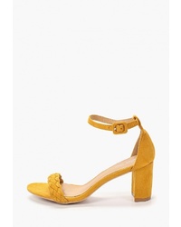Желтые замшевые босоножки на каблуке от Style Shoes