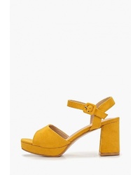 Желтые замшевые босоножки на каблуке от Sweet Shoes