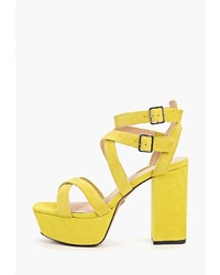 Желтые замшевые босоножки на каблуке от Topshop