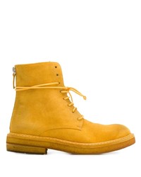 Женские желтые замшевые ботинки на шнуровке от Marsèll