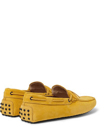 Мужские желтые замшевые мокасины от Tod's