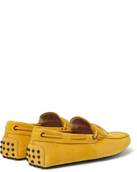 Мужские желтые замшевые мокасины от Tod's