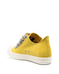 Мужские желтые замшевые низкие кеды от Rick Owens
