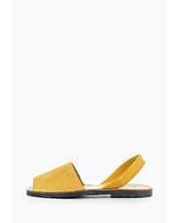 Желтые замшевые сандалии на плоской подошве от El Tempo