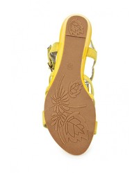 Желтые замшевые сандалии на плоской подошве от Mimoda