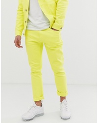 Мужские желтые зауженные джинсы от Pull&Bear
