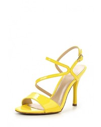 Желтые кожаные босоножки на каблуке от Calipso