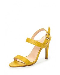 Желтые кожаные босоножки на каблуке от Catisa