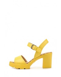 Желтые кожаные босоножки на каблуке от Dino Ricci Select