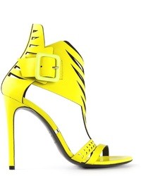 Желтые кожаные босоножки на каблуке от Gianmarco Lorenzi
