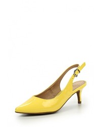Желтые кожаные босоножки на каблуке от Ideal