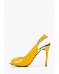 Желтые кожаные босоножки на каблуке от Lino Marano