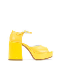 Желтые кожаные босоножки на каблуке от MM6 MAISON MARGIELA
