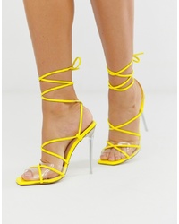 Желтые кожаные босоножки на каблуке от SIMMI Shoes