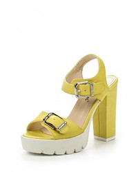 Желтые кожаные босоножки на каблуке от Sweet Shoes