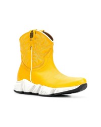 Желтые кожаные ботильоны с принтом от Texas Robot