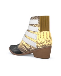 Желтые кожаные ботильоны со змеиным рисунком от Toga Pulla