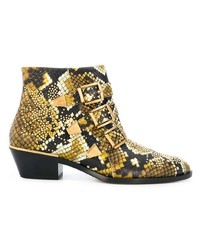 Желтые кожаные ботильоны со змеиным рисунком от Chloé