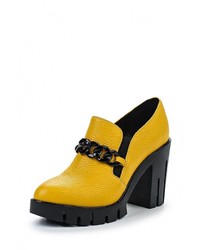 Желтые кожаные ботильоны