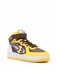 Мужские желтые кожаные высокие кеды от Enterprise Japan
