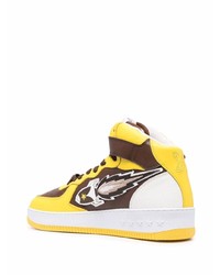 Мужские желтые кожаные высокие кеды от Enterprise Japan