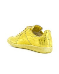 Женские желтые кожаные низкие кеды от Maison Margiela