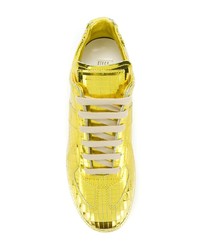 Женские желтые кожаные низкие кеды от Maison Margiela