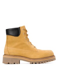 Мужские желтые кожаные рабочие ботинки от Moschino