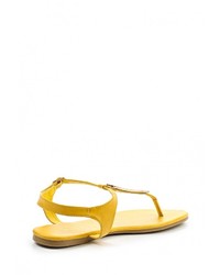 Желтые кожаные сандалии на плоской подошве от Anesia
