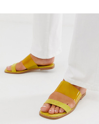 Желтые кожаные сандалии на плоской подошве от ASOS DESIGN