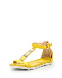 Желтые кожаные сандалии на плоской подошве от Bellamica