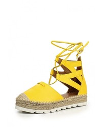 Желтые кожаные сандалии на плоской подошве от Bellamica