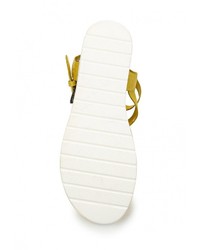 Желтые кожаные сандалии на плоской подошве от Elche