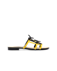 Желтые кожаные сандалии на плоской подошве от Fabrizio Viti