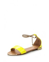 Желтые кожаные сандалии на плоской подошве от Girlhood