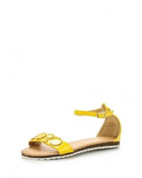 Желтые кожаные сандалии на плоской подошве от Ideal