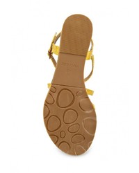 Желтые кожаные сандалии на плоской подошве от Instreet