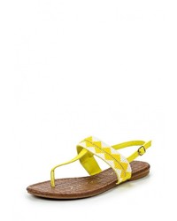 Желтые кожаные сандалии на плоской подошве от Mixfeel