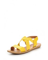 Желтые кожаные сандалии на плоской подошве от Renda