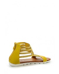 Желтые кожаные сандалии на плоской подошве от Sweet Shoes