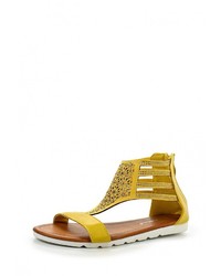 Желтые кожаные сандалии на плоской подошве от Sweet Shoes