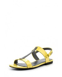 Желтые кожаные сандалии на плоской подошве от United Colors of Benetton