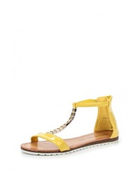 Желтые кожаные сандалии на плоской подошве от Vivian Royal